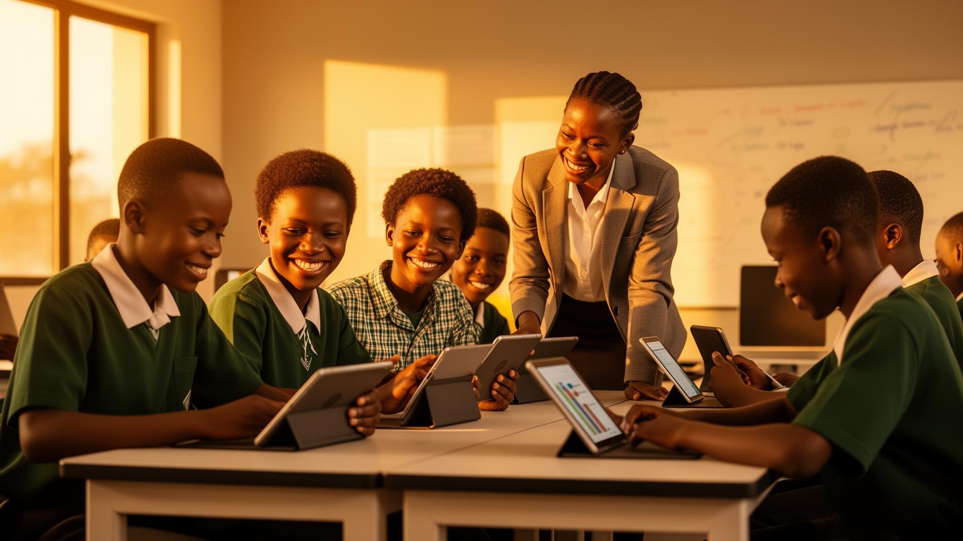 Students learning responsibly with AI in an African classroom